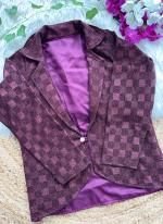 Shining Check Dark Pink Party Wear Plain Jacket